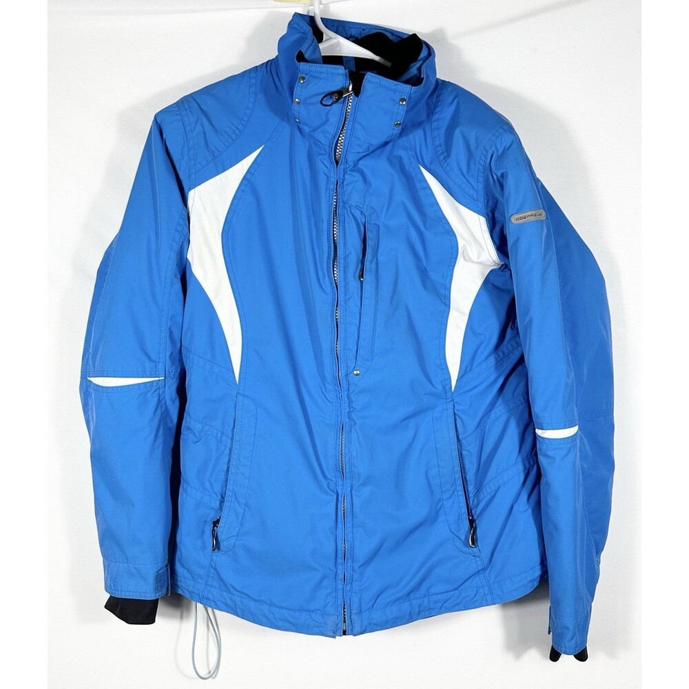 OBERMEYER Women's Size 8 Insulated Hooded Blue / White Ski Jacket
